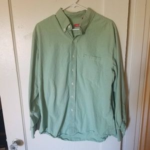 Izod Men's Green Checkered Shirt Size Lg